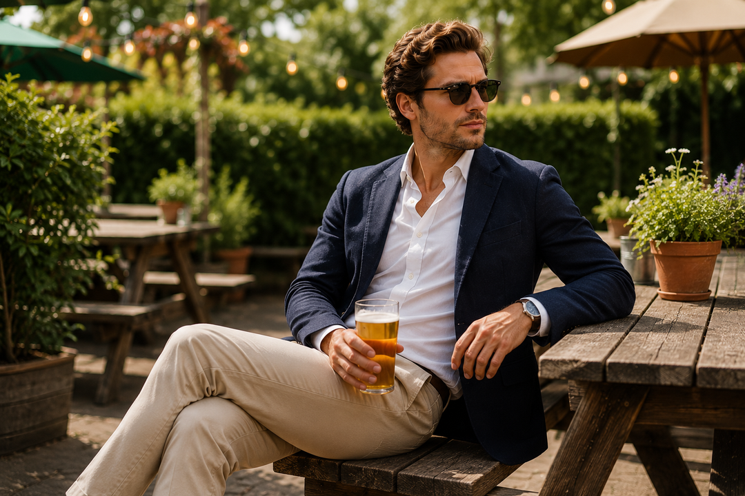 How to Style a Blazer for a Bank Holiday Weekend Pub Garden