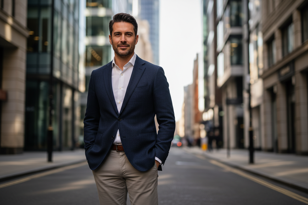 How to Style a Navy Blazer with Chinos for a Casual Friday in the City