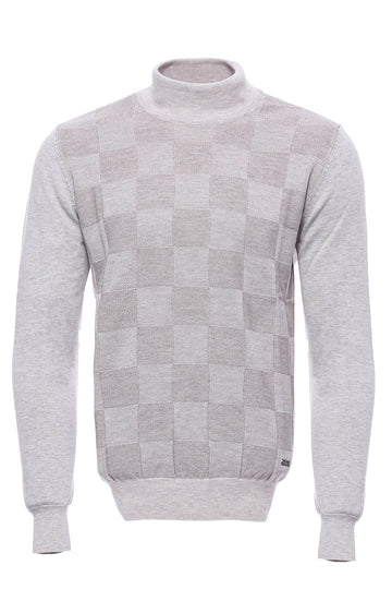 Cream Slim Fit Plaid Half Turtleneck Sweater – Wessi