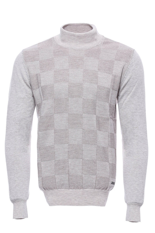 Cream Slim Fit Plaid Half Turtleneck Sweater – Wessi