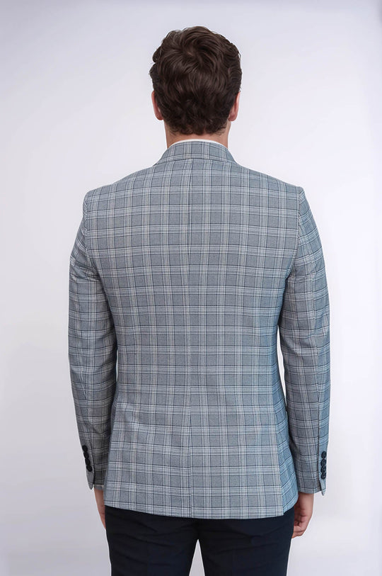 Men’s Grey Glen Plaid Slim Fit Peak Lapel Sport Blazer