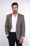 Men’s Brown Micro-Checkered 4 Drop Classic Fit Notch Lapel Sport Blazer