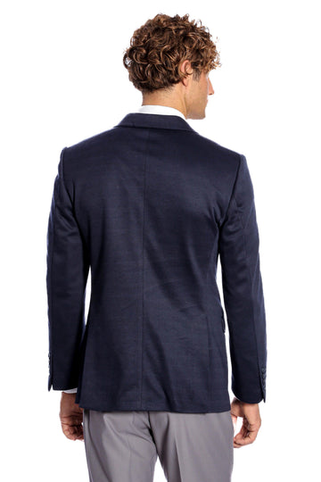 Men’s Midnight Navy Blue Plain Slim Fit Peak Lapel Sport Blazer