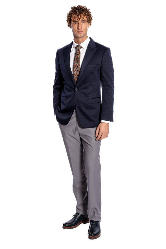 Men’s Midnight Navy Blue Plain Slim Fit Peak Lapel Sport Blazer