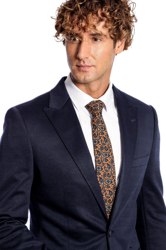 Men’s Midnight Navy Blue Plain Slim Fit Peak Lapel Sport Blazer
