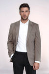 Men’s Beige Plain Slim Fit Peak Lapel Sport Blazer