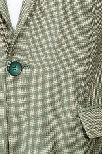 Men’s Moss Green Textured Slim Fit Peak Lapel Half-Lined Sport Blazer