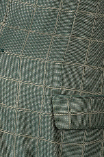 Slim Fit Green Windowpane Check Blazer