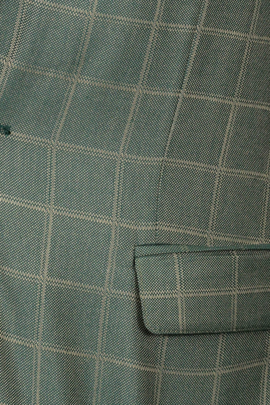 Slim Fit Green Windowpane Check Blazer