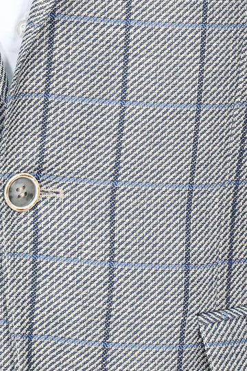 Men’s Grey Textured Slim Fit Peak Lapel Blazer