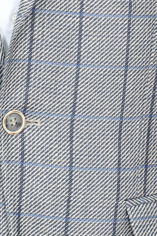 Men’s Grey Textured Slim Fit Peak Lapel Blazer