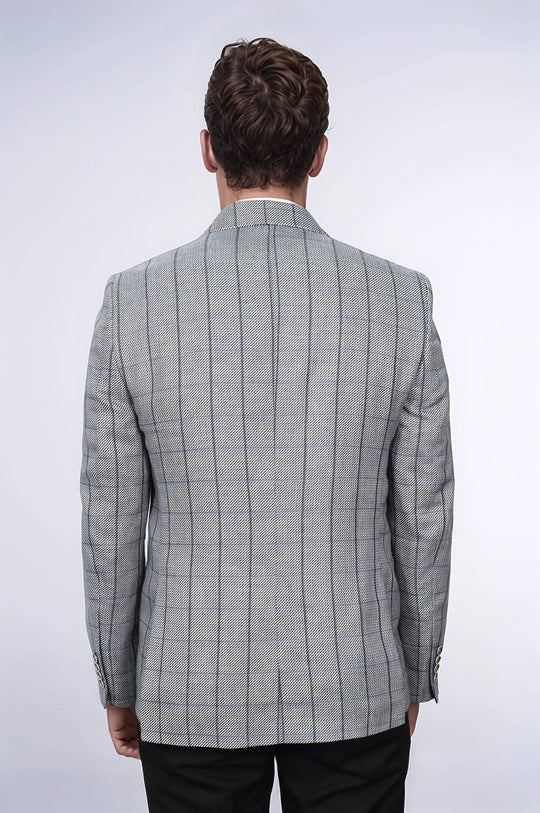 Men’s Grey Textured Slim Fit Peak Lapel Blazer
