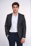 Men’s Brown & Blue Plaid Slim Fit Notch Lapel Sport Blazer