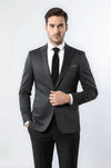 Men’s Dark Navy Checked Slim Fit Double Vent Peak Lapel Blazer