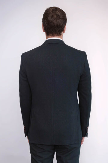 Men’s Midnight Black Solid Slim Fit Double-Breasted Peak Lapel Blazer