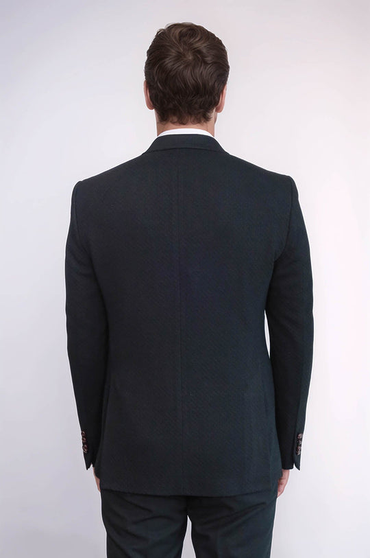 Men’s Midnight Black Solid Slim Fit Double-Breasted Peak Lapel Blazer