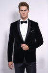 Men’s Onyx Black Velvet Slim Fit Shawl Lapel Dinner Jacket