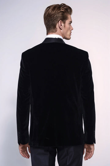 Men’s Onyx Black Velvet Slim Fit Shawl Lapel Dinner Jacket