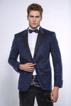 Men’s Midnight Navy Shimmering Dot Jacquard Slim Fit Peak Lapel Dinner Jacket