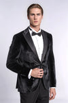 Men’s Midnight Black Velvet Slim Fit Peak Lapel Tuxedo Jacket