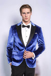 Men’s Midnight Navy Velvet Slim Fit Peak Lapel Tuxedo Jacket