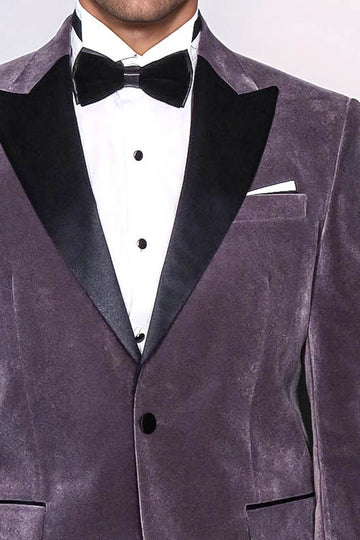 Men’s Mauve Purple Velvet Dinner Jacket – Slim Fit with Black Satin Peak Lapels