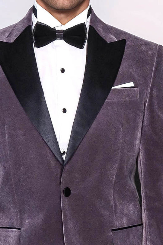 Men’s Mauve Purple Velvet Dinner Jacket – Slim Fit with Black Satin Peak Lapels