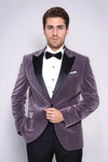 Men’s Mauve Purple Velvet Dinner Jacket – Slim Fit with Black Satin Peak Lapels