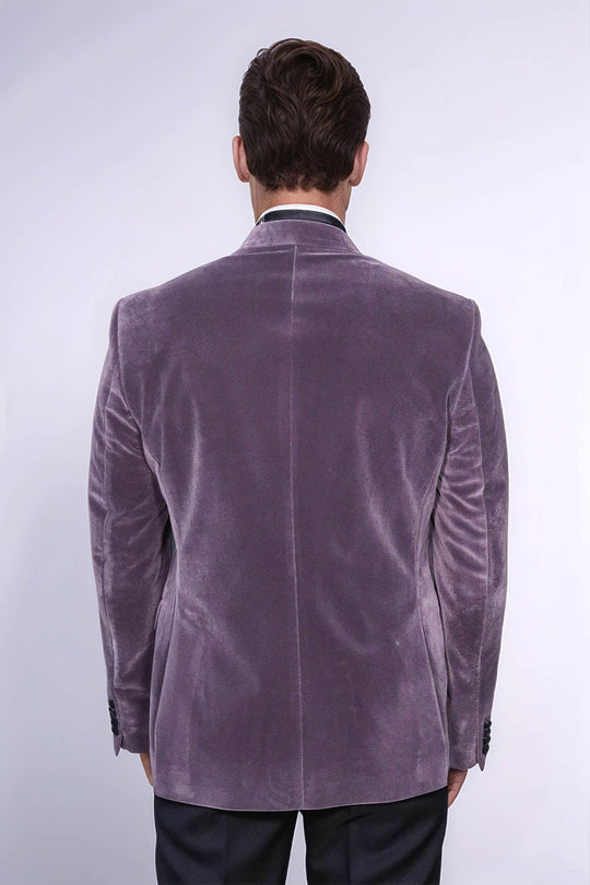 Men’s Mauve Purple Velvet Dinner Jacket – Slim Fit with Black Satin Peak Lapels