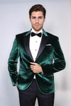 Men’s Emerald Green Velvet Dinner Jacket – Slim Fit with Black Satin Peak Lapels