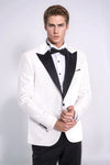 Men’s Arctic White Velvet Slim Fit Peak Lapel Wedding Tuxedo Jacket