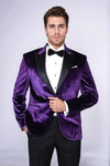 Men’s Royal Purple Velvet Dinner Jacket – Slim Fit with Black Satin Peak Lapels
