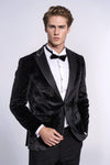Men’s Obsidian Black Sparkle Velvet Dinner Jacket – Slim Fit with Satin Peak Lapels