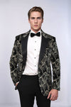 Men’s Midnight Black Glittery Slim Fit Peak Lapel Wedding Tuxedo Blazer