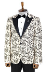 Men’s Ivory Floral Embroidered Slim Fit Peak Lapel Dinner Jacket
