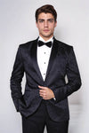 Men’s Black Floral Jacquard Slim Fit Shawl Lapel Wedding Tuxedo Blazer
