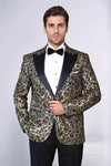 Men’s Midnight Black Root Patterned Slim Fit Peak Lapel Dinner Jacket