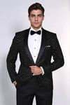 Men’s Midnight Black Shimmering Silver Dot Slim Fit Shawl Lapel Dinner Jacket