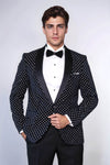 Men’s Midnight Navy Shimmering Dot Slim Fit Shawl Lapel Dinner Jacket
