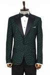 Men’s Emerald Green Hypnosis Pattern Slim Fit Peak Lapel Dinner Jacket
