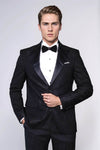 Men’s Royal Black Textured Dinner Jacket – Slim Fit with Satin Peak Lapels
