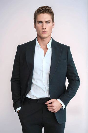 Men’s Jet Black Slim Fit Notch Lapel Sport Blazer