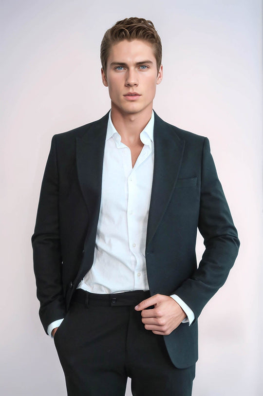 Men’s Jet Black Slim Fit Notch Lapel Sport Blazer