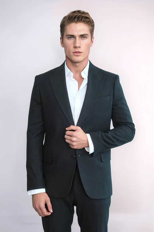 Men’s Jet Black Slim Fit Notch Lapel Sport Blazer