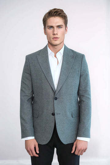 Men’s Heather Grey Slim Fit Notch Lapel Sport Blazer