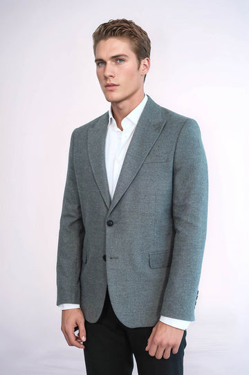 Men’s Heather Grey Slim Fit Notch Lapel Sport Blazer