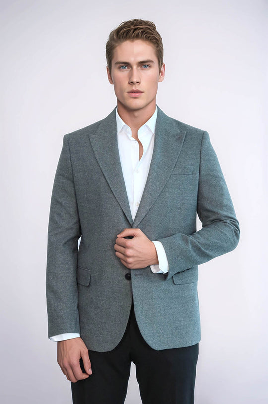 Men’s Heather Grey Slim Fit Notch Lapel Sport Blazer