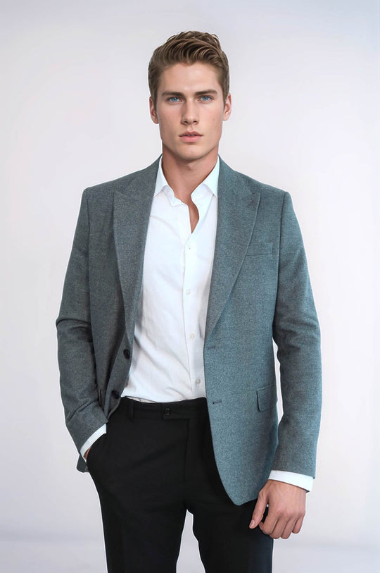 Men’s Heather Grey Slim Fit Notch Lapel Sport Blazer