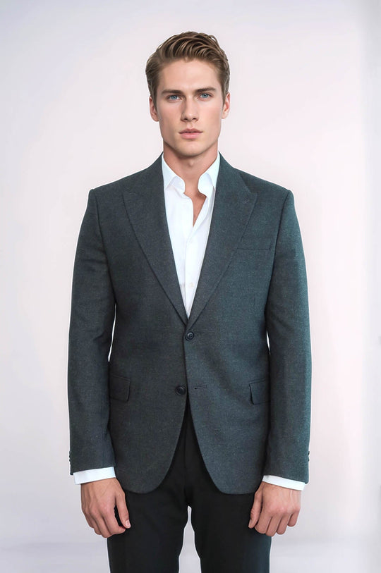 Men’s Slate Anthracite Slim Fit Notch Lapel Sport Blazer