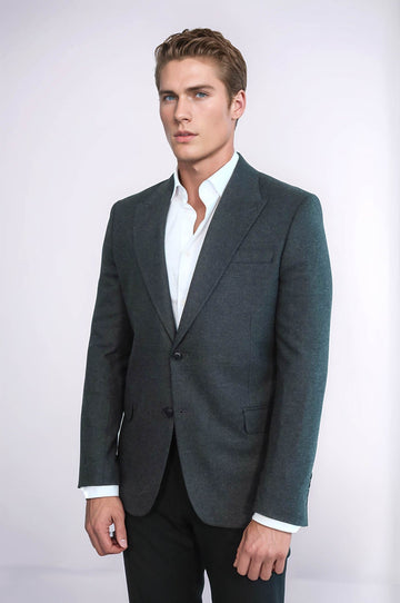 Men’s Slate Anthracite Slim Fit Notch Lapel Sport Blazer